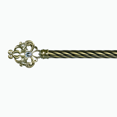 25MM Anti - Brass Color Curtain Rod Finial Iron Twisted Pipe Sets For Home Decor
