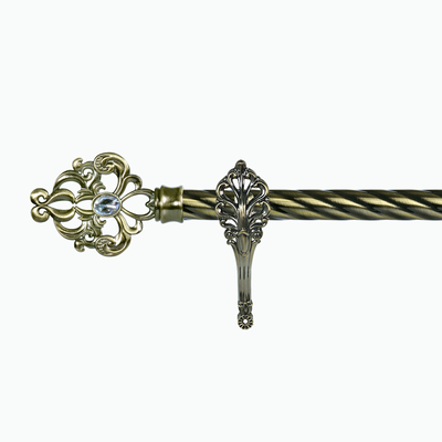25MM Anti - Brass Color Curtain Rod Finial Iron Twisted Pipe Sets For Home Decor