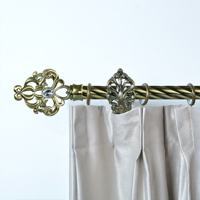 25MM Anti - Brass Color Curtain Rod Finial Iron Twisted Pipe Sets For Home Decor